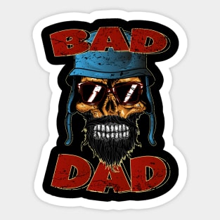 Bad Dad Biker Skull Sticker